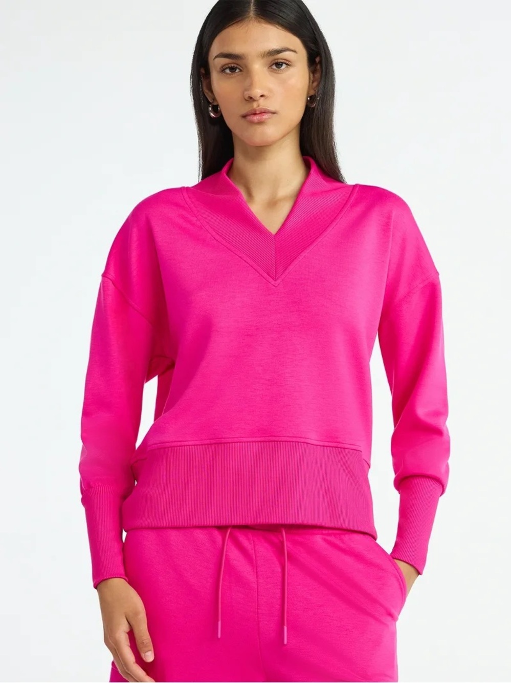 Scoop Women's V-Neck Scubaknit Sweatshirt